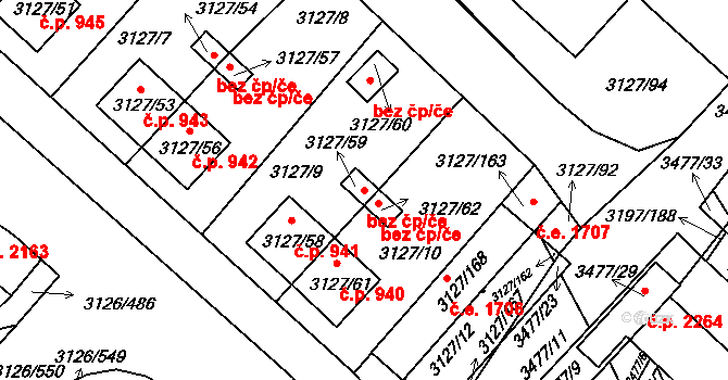 Pelhřimov 45286035 na parcele st. 3127/59 v KÚ Pelhřimov, Katastrální mapa