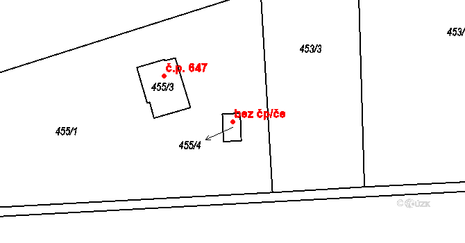 Hradištko 46432035 na parcele st. 455/4 v KÚ Hradištko u Sadské, Katastrální mapa