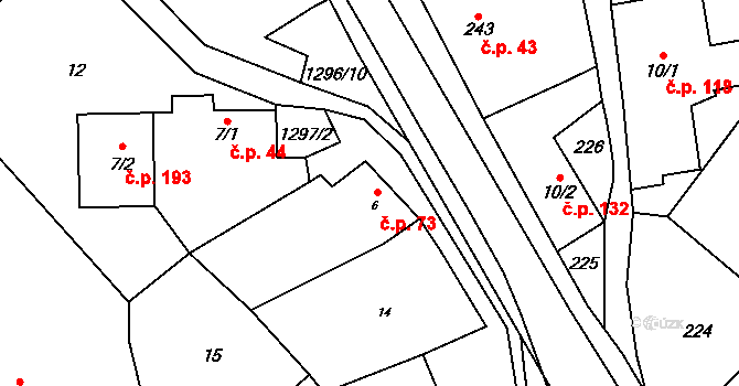 Jankovice 73 na parcele st. 6 v KÚ Jankovice u Uherského Hradiště, Katastrální mapa