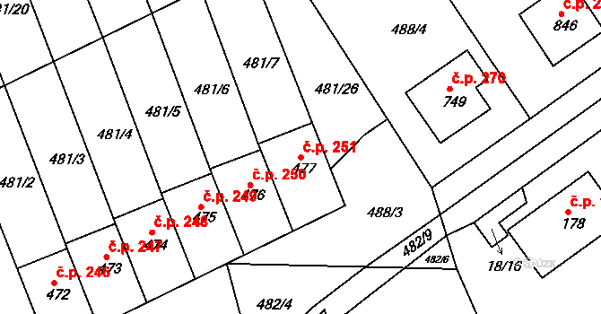 Prachovice 251 na parcele st. 477 v KÚ Prachovice, Katastrální mapa