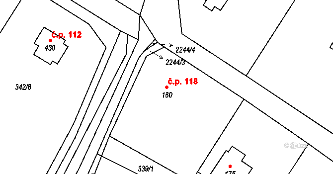 Horka II 118 na parcele st. 180 v KÚ Horka nad Sázavou, Katastrální mapa