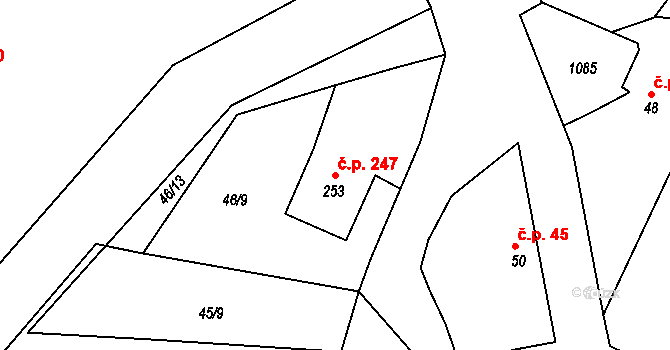 Čimelice 247 na parcele st. 253 v KÚ Čimelice, Katastrální mapa