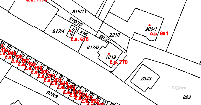 Náchod 770 na parcele st. 1049 v KÚ Náchod, Katastrální mapa