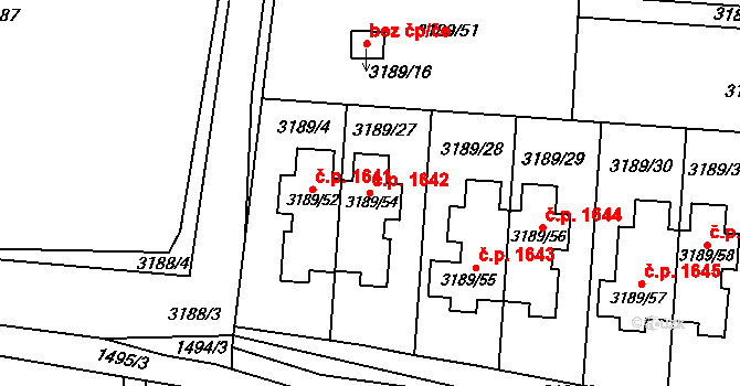 Slavkov u Brna 1642 na parcele st. 3189/54 v KÚ Slavkov u Brna, Katastrální mapa