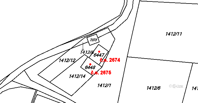 Žatec 2674 na parcele st. 6447 v KÚ Žatec, Katastrální mapa