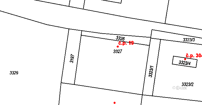 Bravantice 19 na parcele st. 3327 v KÚ Bravantice, Katastrální mapa