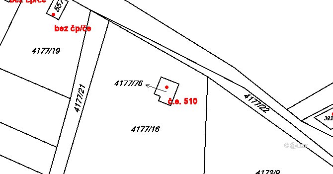 Choceňské Předměstí 510, Vysoké Mýto na parcele st. 4177/76 v KÚ Vysoké Mýto, Katastrální mapa