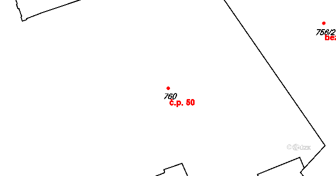 Latrán 50, Český Krumlov na parcele st. 760 v KÚ Český Krumlov, Katastrální mapa