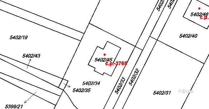 Frýdek 3765, Frýdek-Místek na parcele st. 5402/45 v KÚ Frýdek, Katastrální mapa