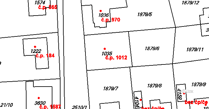 Humpolec 1012 na parcele st. 1035 v KÚ Humpolec, Katastrální mapa