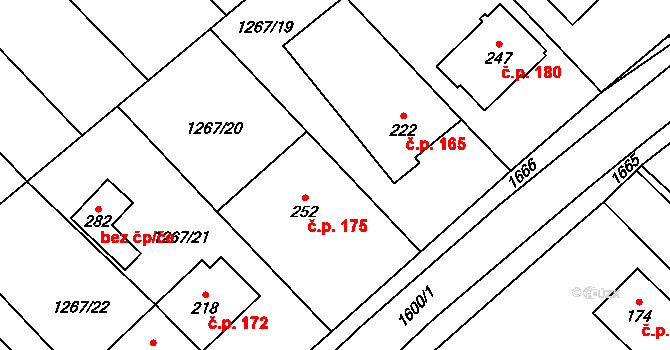 Opatovice 175 na parcele st. 252 v KÚ Opatovice u Hranic, Katastrální mapa