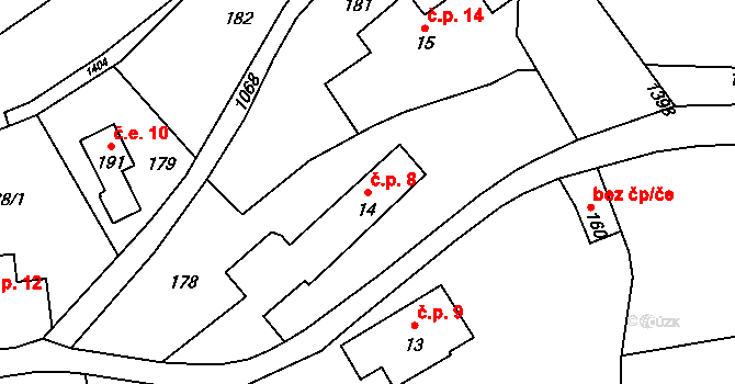 Barochov 8, Řehenice na parcele st. 14 v KÚ Malešín, Katastrální mapa