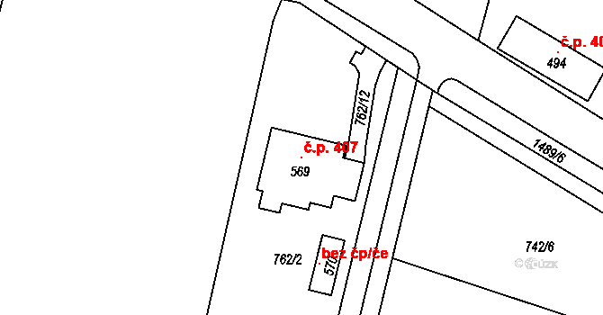 Bernartice 407 na parcele st. 569 v KÚ Bernartice u Milevska, Katastrální mapa