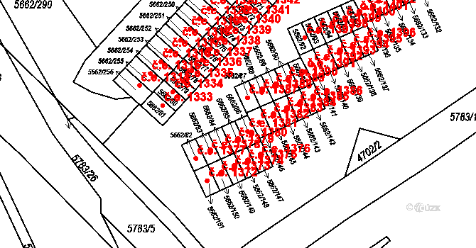 Jihlava 1381 na parcele st. 5662/86 v KÚ Jihlava, Katastrální mapa