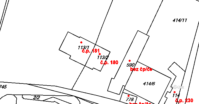 Ládví 180, Kamenice na parcele st. 113/2 v KÚ Ládví, Katastrální mapa