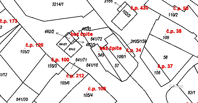 Traplice 147911036 na parcele st. 549 v KÚ Traplice, Katastrální mapa