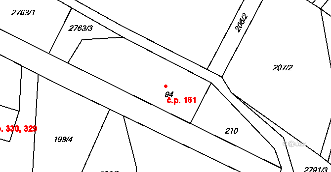 Václavice 161, Hrádek nad Nisou na parcele st. 94 v KÚ Václavice u Hrádku nad Nisou, Katastrální mapa