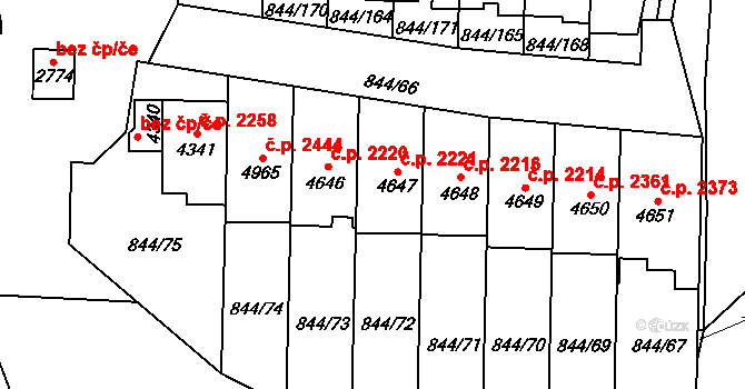 Blansko 2221 na parcele st. 4647 v KÚ Blansko, Katastrální mapa