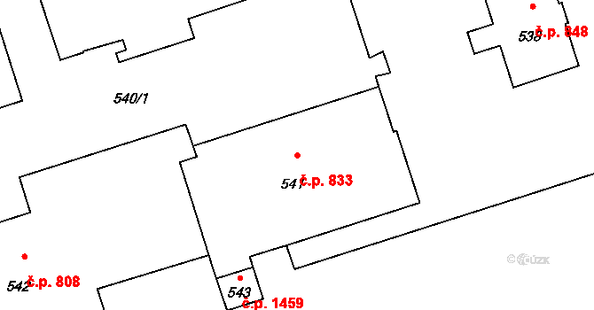 Lutyně 833, Orlová na parcele st. 541 v KÚ Horní Lutyně, Katastrální mapa
