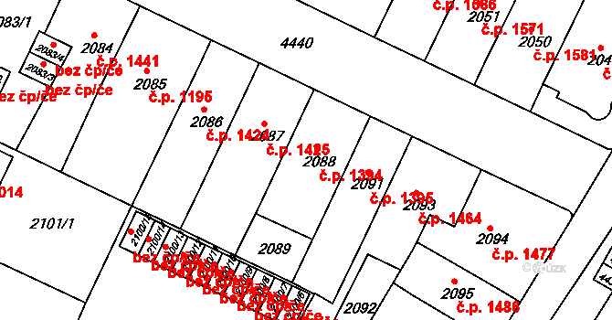 Teplice 1394 na parcele st. 2088 v KÚ Teplice, Katastrální mapa