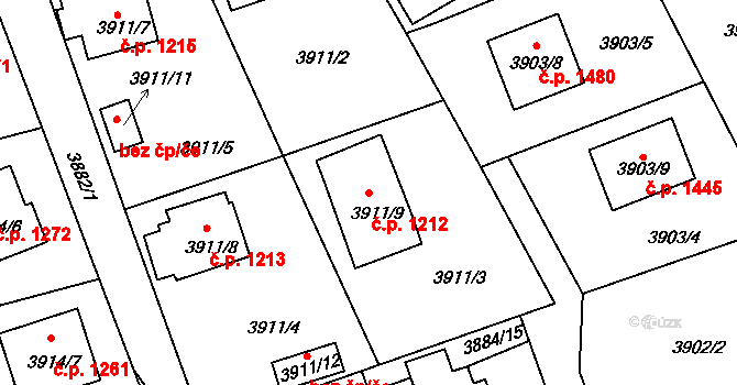 Frýdlant 1212, Frýdlant nad Ostravicí na parcele st. 3911/9 v KÚ Frýdlant nad Ostravicí, Katastrální mapa
