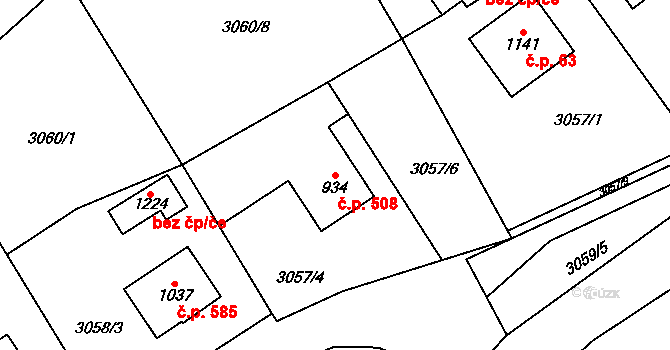 Halenkov 508 na parcele st. 934 v KÚ Halenkov, Katastrální mapa