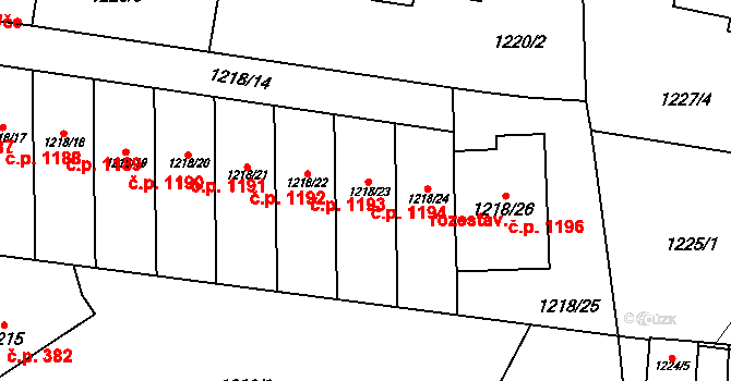 Stodůlky 1194, Praha na parcele st. 1218/23 v KÚ Stodůlky, Katastrální mapa