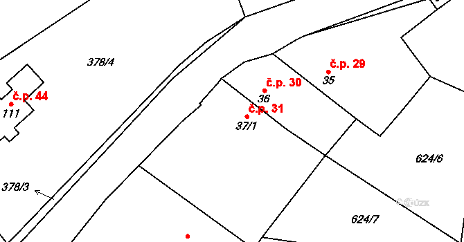 Chramosty 31, Dublovice na parcele st. 37/1 v KÚ Chramosty, Katastrální mapa
