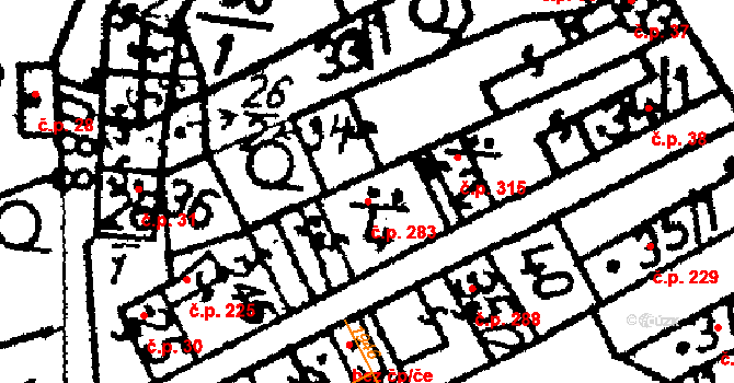 Žiželice 283 na parcele st. 34/4 v KÚ Žiželice nad Cidlinou, Katastrální mapa