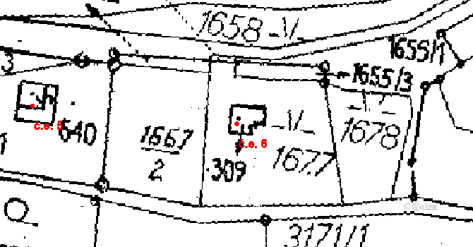 Mendryka 6, Janov na parcele st. 309 v KÚ Janov u Litomyšle, Katastrální mapa