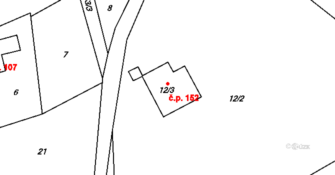 Haratice 152, Plavy na parcele st. 12/3 v KÚ Haratice, Katastrální mapa