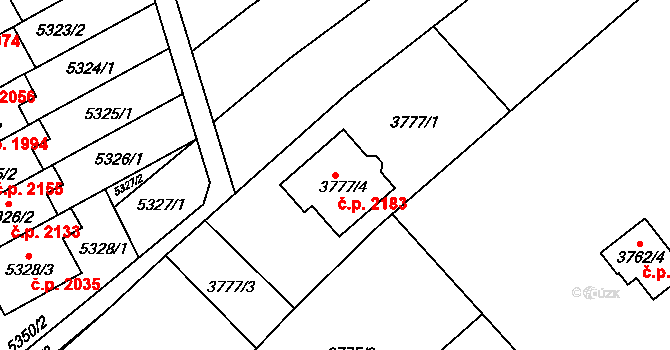 Řečkovice 2183, Brno na parcele st. 3777/4 v KÚ Řečkovice, Katastrální mapa