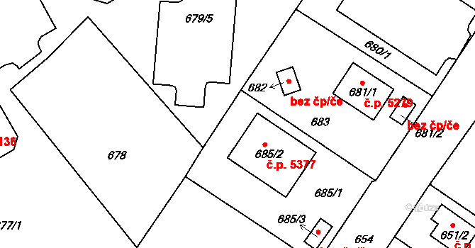 Proseč nad Nisou 264, Jablonec nad Nisou na parcele st. 684 v KÚ Proseč nad Nisou, Katastrální mapa