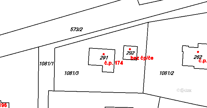 Volanov 174, Trutnov na parcele st. 291 v KÚ Volanov, Katastrální mapa