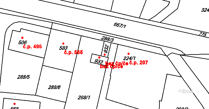 Slatiňany 38045036 na parcele st. 932 v KÚ Slatiňany, Katastrální mapa
