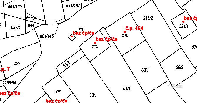 Vrbice 43634036 na parcele st. 215 v KÚ Vrbice u Velkých Pavlovic, Katastrální mapa