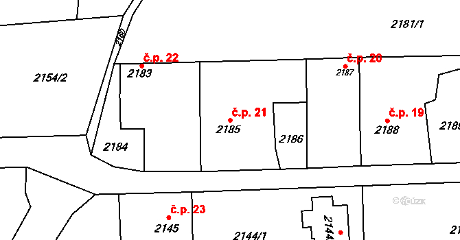 Borová 21, Bolatice na parcele st. 2185 v KÚ Bolatice, Katastrální mapa
