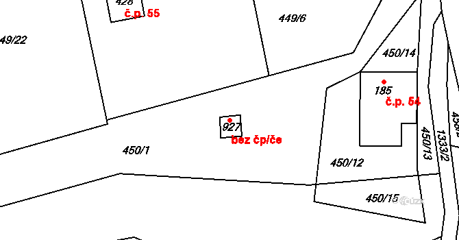Čisovice 48205036 na parcele st. 927 v KÚ Čisovice, Katastrální mapa