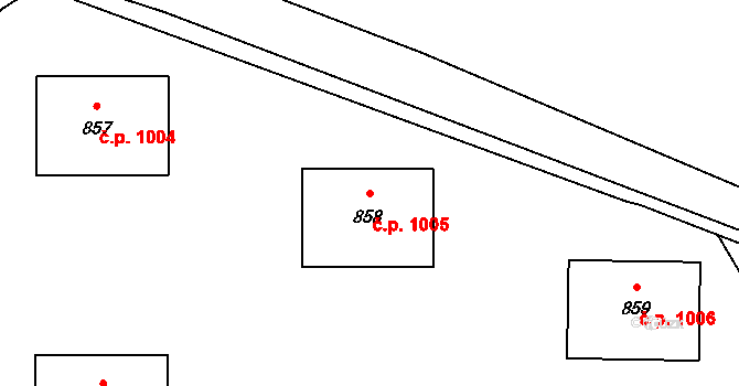 Stonava 1005 na parcele st. 858 v KÚ Stonava, Katastrální mapa