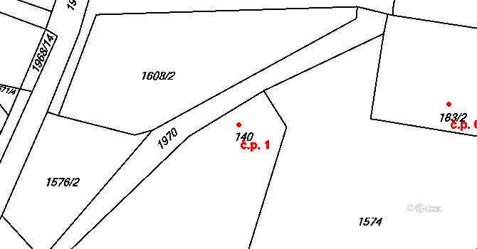 Filipova Hora 1, Tlumačov na parcele st. 140 v KÚ Tlumačov u Domažlic, Katastrální mapa