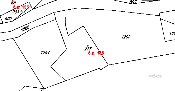 Hrabišín 156 na parcele st. 217 v KÚ Hrabišín, Katastrální mapa