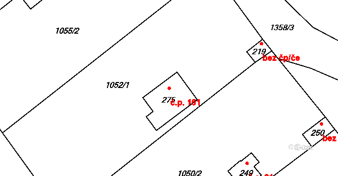 Blatno 161 na parcele st. 275 v KÚ Blatno u Podbořan, Katastrální mapa