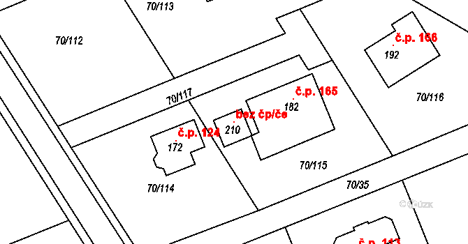 Kosmonosy 104519037 na parcele st. 210 v KÚ Horní Stakory, Katastrální mapa
