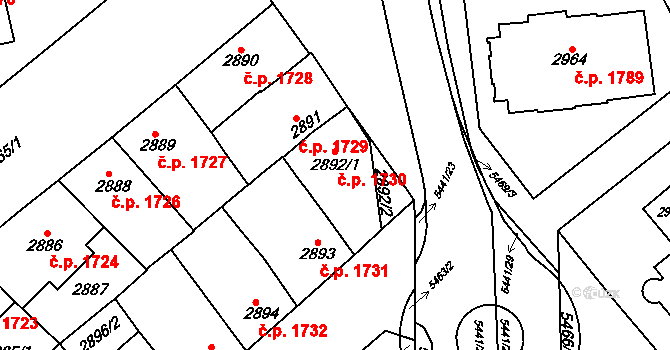Znojmo 1730 na parcele st. 2892/1 v KÚ Znojmo-město, Katastrální mapa