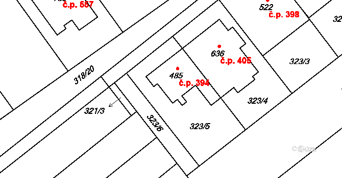 Rokytnice 394 na parcele st. 485 v KÚ Rokytnice u Přerova, Katastrální mapa