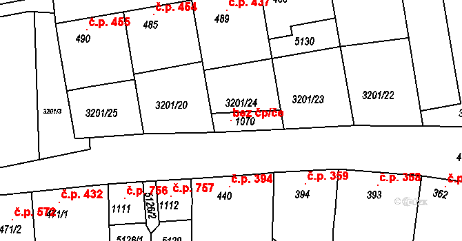 Boršice 115362037 na parcele st. 1070 v KÚ Boršice u Buchlovic, Katastrální mapa