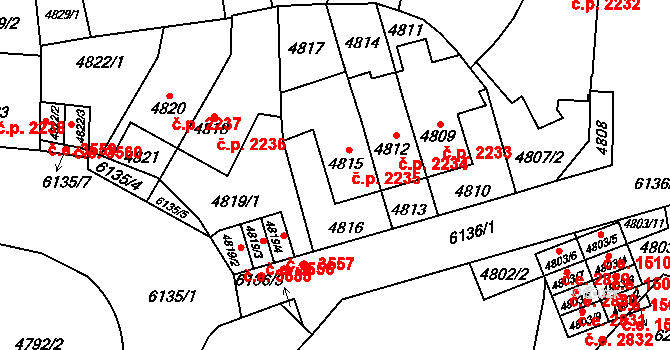 Jihlava 2235 na parcele st. 4815 v KÚ Jihlava, Katastrální mapa