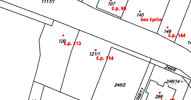 Černuc 114 na parcele st. 121/1 v KÚ Černuc, Katastrální mapa