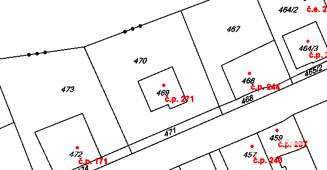 Samotišky 271 na parcele st. 469 v KÚ Samotíšky, Katastrální mapa