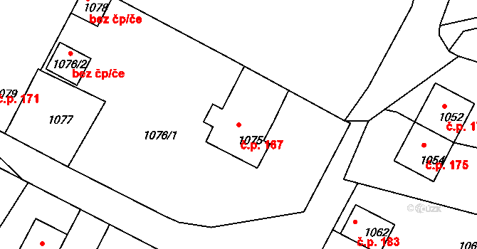 Mimoň III 167, Mimoň na parcele st. 1075 v KÚ Mimoň, Katastrální mapa